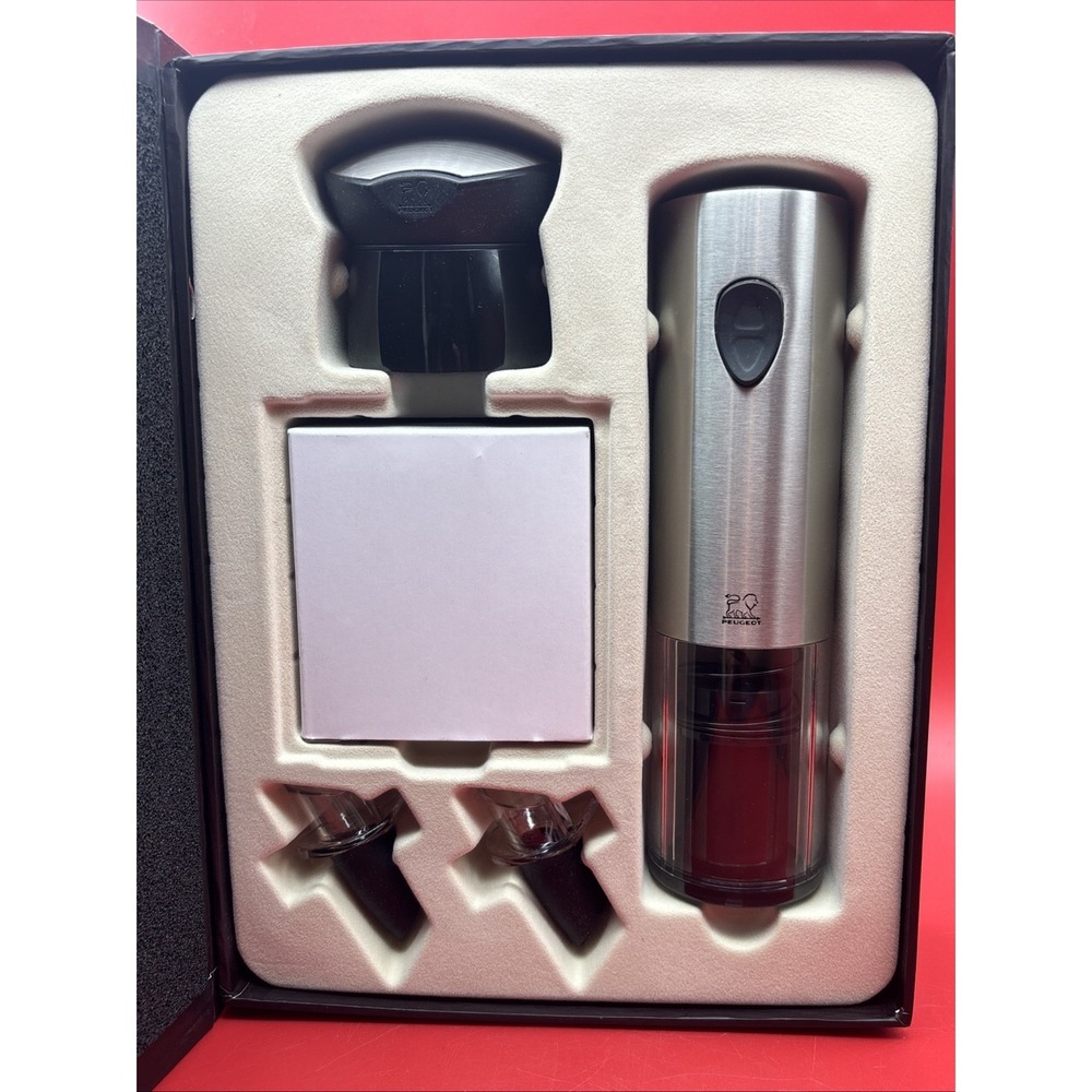 Peugeot Elis Rechargeable Electric Corkscrew Wine Opener w/Foil Cutter & Spouts